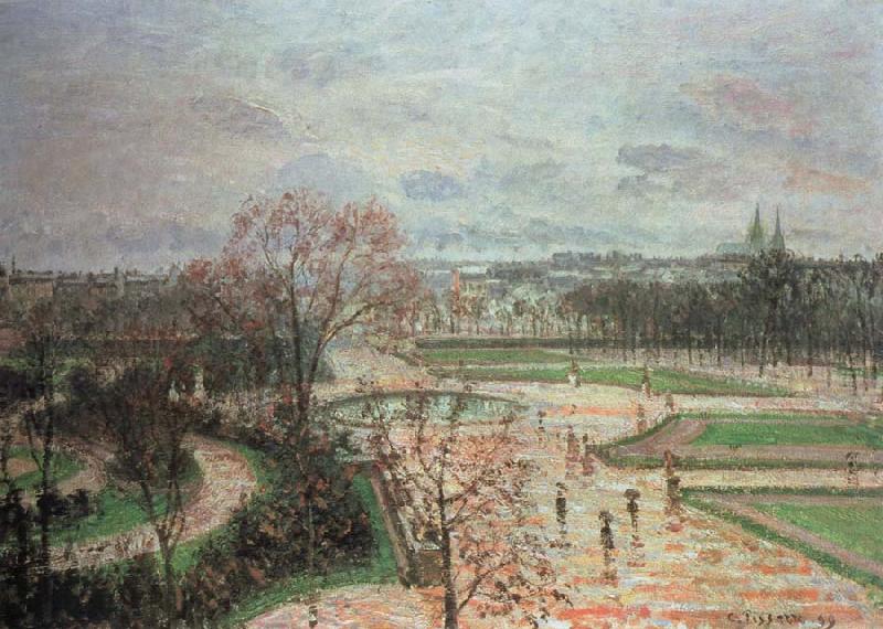 Camille Pissarro the tuileries gardens,rainy weather oil painting image